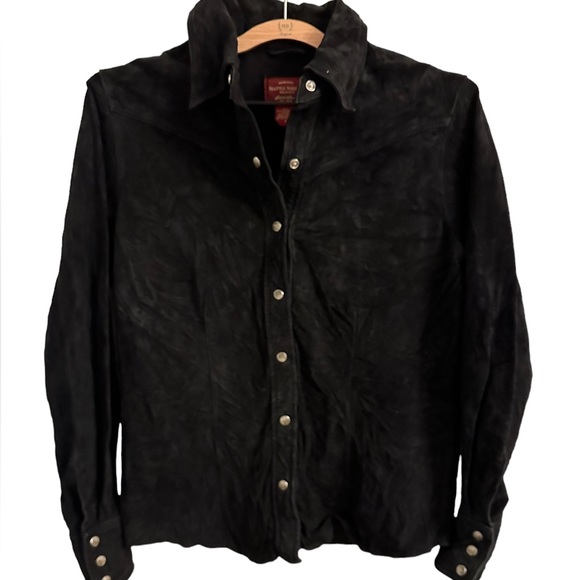Eddie Bauer Seattle Suede Washable Western Snap Shirt Jacket Size Small - Picture 2 of 5